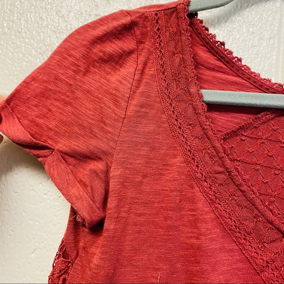 Anthro Meadow Rue Lace Patch Work T Shirt Blouse - Picture 7 of 13